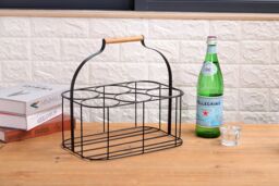 simpa 6 Bottle Metal Carrier Holder Caddy with Handle in Black - thumbnail 5