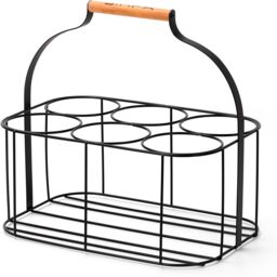 simpa 6 Bottle Metal Carrier Holder Caddy with Handle in Black - thumbnail 1