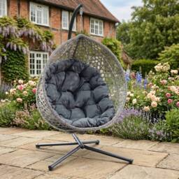 Rosewood & Stone Home Lanhydrock - Single Egg Chair in Dark Grey on Grey - Size: 1 Seater - thumbnail 1