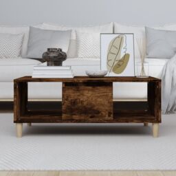 Berkfield Home Coffee Table Smoked Oak 90x50x36, 5 cm Engineered Wood in Brown - thumbnail 3