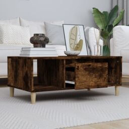 Berkfield Home Coffee Table Smoked Oak 90x50x36, 5 cm Engineered Wood in Brown - thumbnail 1