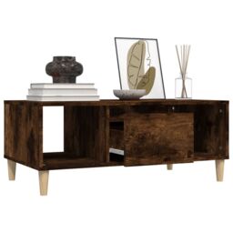 Berkfield Home Coffee Table Smoked Oak 90x50x36, 5 cm Engineered Wood in Brown - thumbnail 5