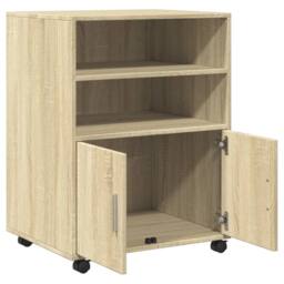 Berkfield Home Rolling Cabinet Sonoma Oak 60x48x81 cm Engineered Wood in Natural - Size: 60 x 48 x 81 cm - thumbnail 7