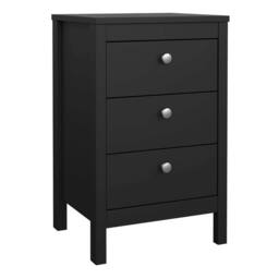Wyld Haus Gossmere Matt Black Bedside Table 3 Drawers - thumbnail 2