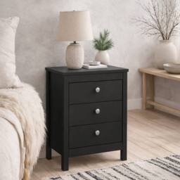 Wyld Haus Gossmere Matt Black Bedside Table 3 Drawers