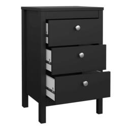 Wyld Haus Gossmere Matt Black Bedside Table 3 Drawers - thumbnail 7