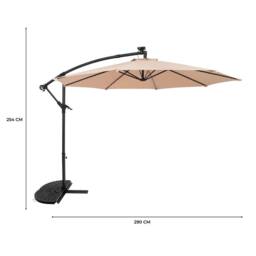 Monstershop LED Cantilever Parasol 3m With Half Fan Base - Beige - thumbnail 5