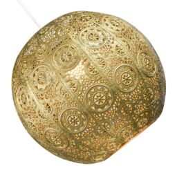 Happy Homewares Spherical Vintage Moroccan Pendant Lighting Shade with Floral Design in Gold - thumbnail 3