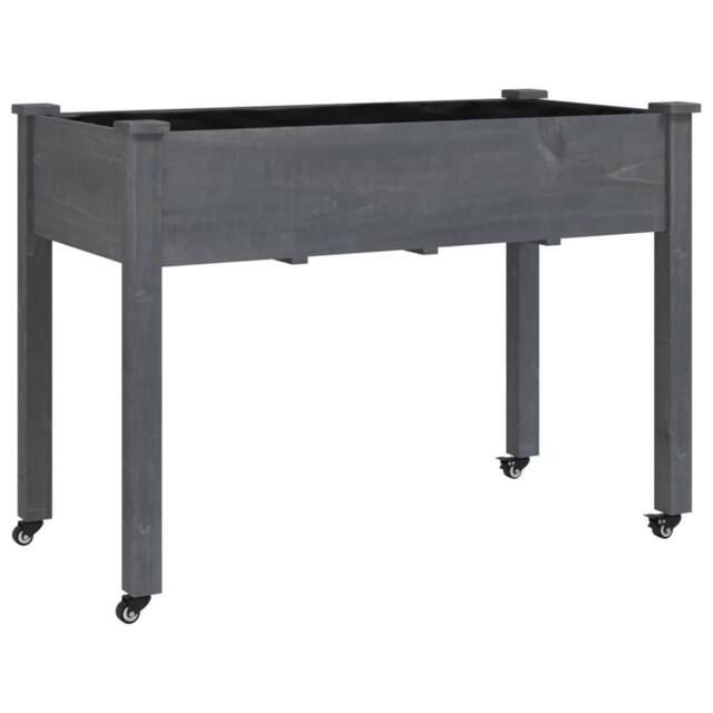 Berkfield Home Wheeled Planter with Liner Grey 118x59x80 cm Solid Wood Fir - Size: 118 x 59 x 80 cm - image 1