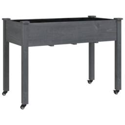 Berkfield Home Wheeled Planter with Liner Grey 118x59x80 cm Solid Wood Fir - Size: 118 x 59 x 80 cm - thumbnail 1