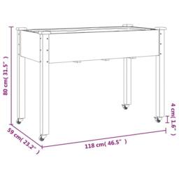 Berkfield Home Wheeled Planter with Liner Grey 118x59x80 cm Solid Wood Fir - Size: 118 x 59 x 80 cm - thumbnail 7