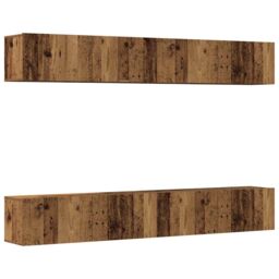 Berkfield Home Wall Mounted TV Cabinets 4 pcs Old Wood 100x30x30 cm in Brown - Size: 100 x 30 x 30 cm - thumbnail 2