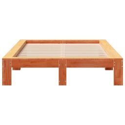 Berkfield Home Bed Frame without Mattress Wax Brown 120x200 cm Solid Wood Pine - Size: Small Double - thumbnail 4