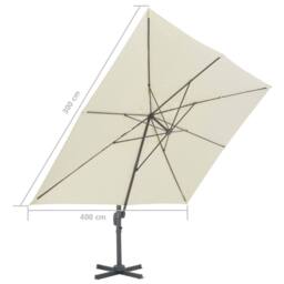 Berkfield Home Elegant Cantilever Umbrella with Aluminium Pole 400x300 cm Sand in Beige - thumbnail 9