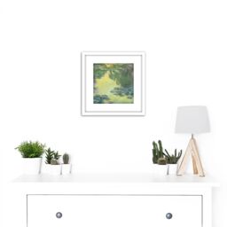 Artery8 Claude Monet Waterlilies Painting 8X8 Inch Square Wooden Framed Wall Art Print Picture with Mount in White - thumbnail 2