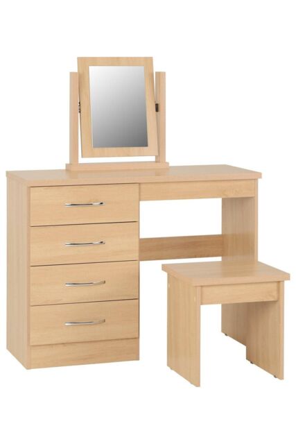 Seconique Nevada 4 Drawer Dressing Table Set in Light Oak - image 1