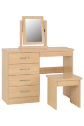 Seconique Nevada 4 Drawer Dressing Table Set in Light Oak - thumbnail 1