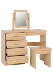 Seconique Nevada 4 Drawer Dressing Table Set in Light Oak - thumbnail 3