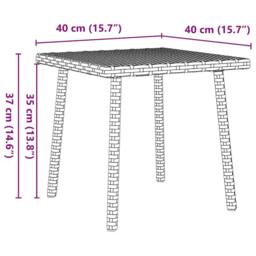 Berkfield Home Garden Coffee Table Rectangular Grey 40x40x37 cm Poly Rattan - Size: 40 x 40 x 37 cm - thumbnail 8