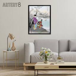 "Artery8 Woman Admiring The Plum Blossom Framed Canvas Wall Art Print Ogata Gekko - Size: W12"" x H16""" - thumbnail 3