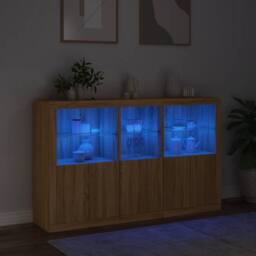 Berkfield Home Sideboard with LED Lights Sonoma Oak 162x37x100 cm in Brown - Size: 162 x 37 x 100 cm - thumbnail 5