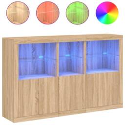 Berkfield Home Sideboard with LED Lights Sonoma Oak 162x37x100 cm in Brown - Size: 162 x 37 x 100 cm - thumbnail 1