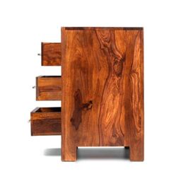 Rest Relax Havana Sheesham Wood 3 Drawer Bedside in Brown - thumbnail 3