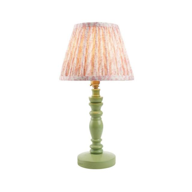 Netlighting Bibury Green Table Lamp Peach Fabric Leaf Shade 20cm B22 - image 1