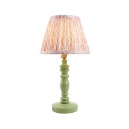 Netlighting Bibury Green Table Lamp Peach Fabric Leaf Shade 20cm B22