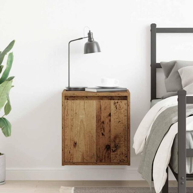 Berkfield Home Durable Wall-Mounted Bedside Cabinet Old Wood 38x34x40 cm in Brown - Size: 38 x 34 x 40 cm - image 1