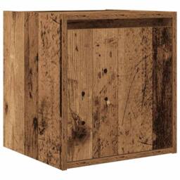 Berkfield Home Durable Wall-Mounted Bedside Cabinet Old Wood 38x34x40 cm in Brown - Size: 38 x 34 x 40 cm - thumbnail 3