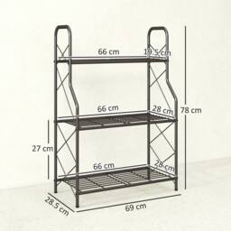 OUTSUNNY 3-Tier Metal Plant Stand, Ladder Shelf Potted Plants Display in Black - thumbnail 3