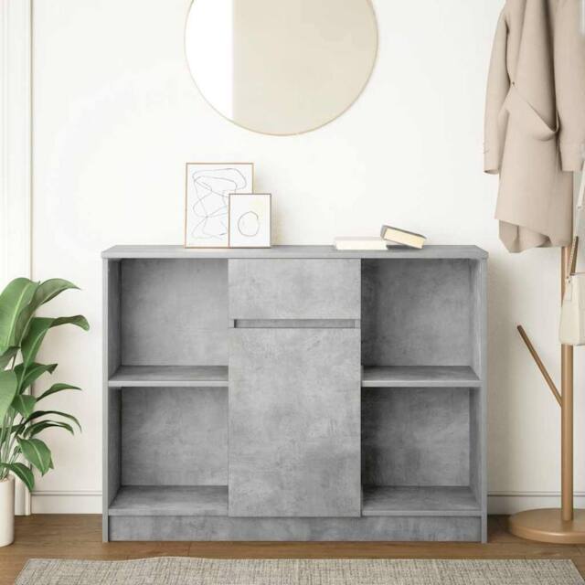 Berkfield Home Sideboard with Drawer Concrete Grey 101x35x76 cm Engineered Wood - Size: 101 x 35 x 76 cm - image 1