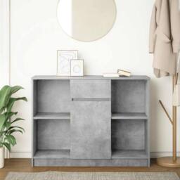 Berkfield Home Sideboard with Drawer Concrete Grey 101x35x76 cm Engineered Wood - Size: 101 x 35 x 76 cm - thumbnail 1