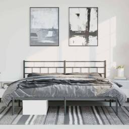Berkfield Home Metal Bed Frame with Headboard Black 183x213 cm - thumbnail 4