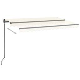 Berkfield Home Manual Retractable Awning with LED 450x350 cm Cream in Beige - thumbnail 3