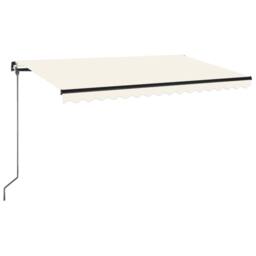 Berkfield Home Manual Retractable Awning with LED 450x350 cm Cream in Beige - thumbnail 2