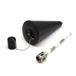 Harbour Housewares 6x Outdoor Flame Torches - Cone Metal Garden Fire Torch Lighting in Black - thumbnail 6