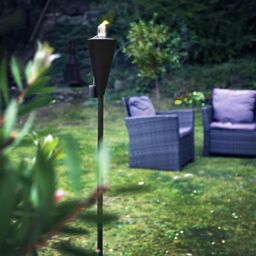 Harbour Housewares 6x Outdoor Flame Torches - Cone Metal Garden Fire Torch Lighting in Black - thumbnail 7