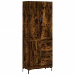 Berkfield Home Highboard Smoked Oak 69.5x34x180 cm Engineered Wood in Brown - thumbnail 3