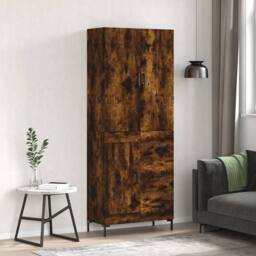 Berkfield Home Highboard Smoked Oak 69.5x34x180 cm Engineered Wood in Brown - thumbnail 2