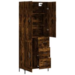 Berkfield Home Highboard Smoked Oak 69.5x34x180 cm Engineered Wood in Brown - thumbnail 4
