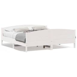 Berkfield Home Beautiful Bed Frame without Mattress White 200x200 cm Solid Wood Pine - thumbnail 3