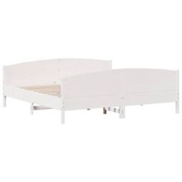 Berkfield Home Beautiful Bed Frame without Mattress White 200x200 cm Solid Wood Pine - thumbnail 6