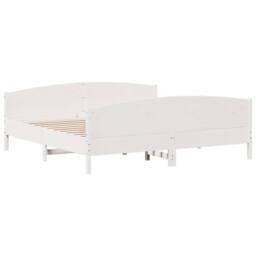 Berkfield Home Beautiful Bed Frame without Mattress White 200x200 cm Solid Wood Pine - thumbnail 1