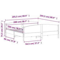 Berkfield Home Beautiful Bed Frame without Mattress White 200x200 cm Solid Wood Pine - thumbnail 9
