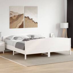 Berkfield Home Beautiful Bed Frame without Mattress White 200x200 cm Solid Wood Pine - thumbnail 2