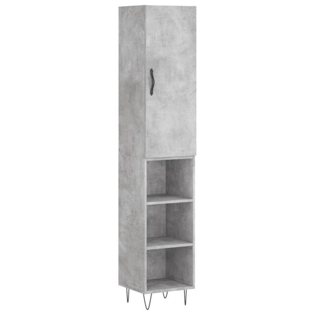 Berkfield Home Highboard Concrete Grey 34.5x34x180 cm Engineered Wood - image 1