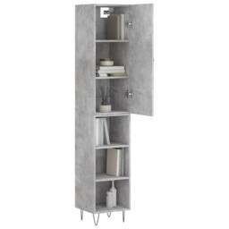 Berkfield Home Highboard Concrete Grey 34.5x34x180 cm Engineered Wood - thumbnail 3