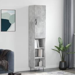 Berkfield Home Highboard Concrete Grey 34.5x34x180 cm Engineered Wood - thumbnail 2